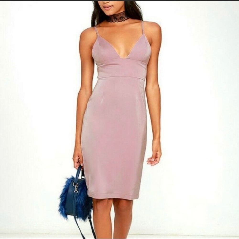 New NBD Revolve Satin Heatwave midi dress XS blush